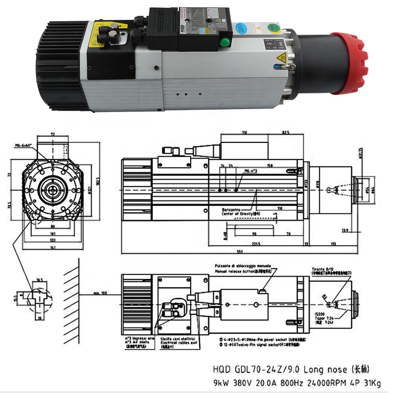 Cnc Spindle Motor - Proveedores HQD 9kw 220v 380v de